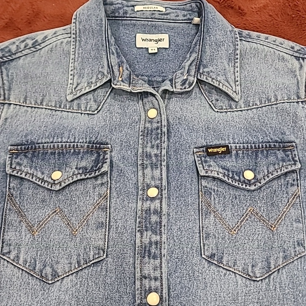 Wrangler Denim Blue Buttoned Long Sleeve Shirt Dress - Picture 4 of 9